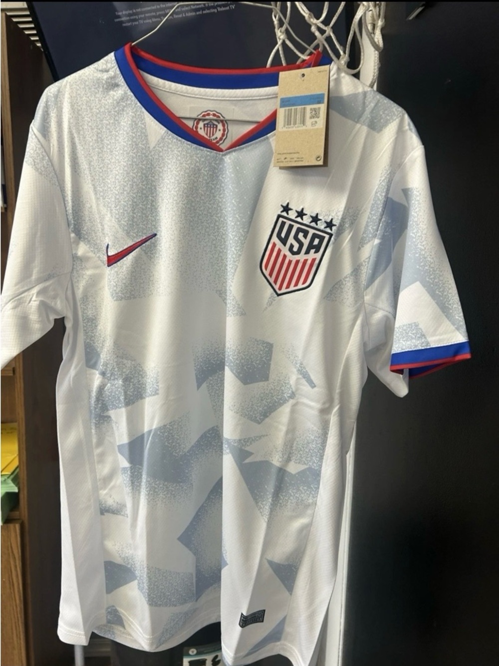 Nike White USA Soccer Jersey with Red & Blue Trim